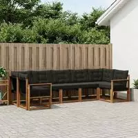 vidaXL Outdoor-Sofagarnitur 7 stk. 7-Sitzer Natur und Schwarz