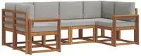 vidaXL Outdoor-Sofagarnitur 6 stk. 6-Sitzer Natur und Hellgrau