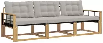 vidaXL Outdoor-Sofagarnitur 3-tlg. wei&szlig; und hellgrau (3388377)