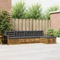 vidaXL Outdoor-Sofagarnitur 5 stk. 4-Sitzer Natur und Anthrazit