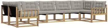vidaXL Outdoor-Sofagarnitur 7-tlg. mit Kissen, wei&szlig;/hellgrau (3389041)