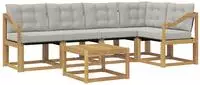 vidaXL Outdoor-Sofagarnitur 6 stk. 5-Sitzer Wei&szlig; und Hellgrau