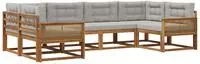 vidaXL Outdoor-Sofagarnitur 6 stk. 6-Sitzer Natur und Hellgrau