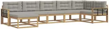 vidaXL Outdoor-Sofagarnitur 7-tlg. wei&szlig; und hellgrau (3386770)