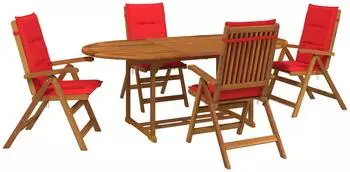 vidaXL Garten-Essgruppe 5-teilig, Akazienholz massiv, natur (3434486)