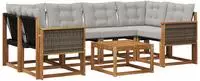 vidaXL Outdoor-Sofagarnitur 7 stk. 6-Sitzer Natur und Hellgrau