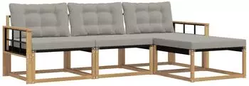 vidaXL Outdoor-Sofagarnitur 4-tlg. weiß/hellgrau (3388569)