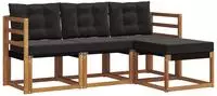 vidaXL Outdoor-Sofagarnitur 4 stk. 4-Sitzer Natur und Schwarz