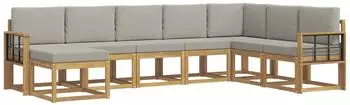 vidaXL Outdoor-Sofagarnitur 8-Sitzer, 8-tlg., wei&szlig; und hellgrau