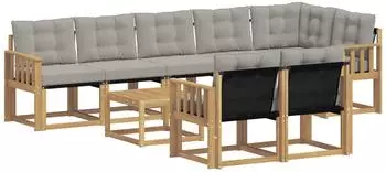 vidaXL Outdoor-Sofagarnitur 9-tlg. 8-Sitzer, weiß/hellgrau (3389617)