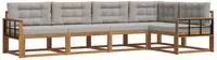 vidaXL Outdoor-Sofagarnitur 5 stk. 5-Sitzer Natur und Hellgrau