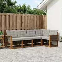 vidaXL Outdoor-Sofagarnitur 5 stk. 5-Sitzer Natur und Hellgrau