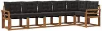 vidaXL Outdoor-Sofagarnitur 6 stk. 6-Sitzer Natur und Schwarz