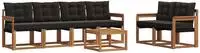 vidaXL Outdoor-Sofagarnitur 7 stk. 6-Sitzer Natur und Schwarz