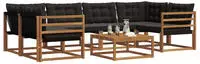 vidaXL Outdoor-Sofagarnitur 7 stk. 6-Sitzer Natur und Schwarz