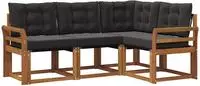 vidaXL Outdoor-Sofagarnitur 4 stk. 4-Sitzer Natur und Schwarz