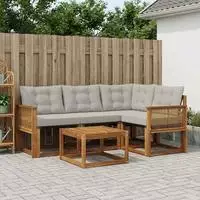 vidaXL Outdoor-Sofagarnitur 5 stk. 4-Sitzer Natur und Hellgrau