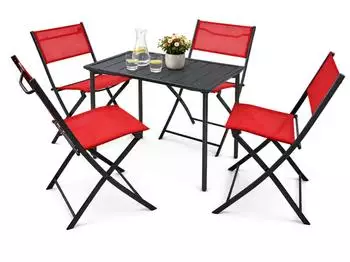 VCM Sumila 5-tlg. Bistroset Balkon/Garten, rot, Stahl (Sumila)
