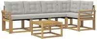 vidaXL Outdoor-Sofagarnitur 6 stk. 5-Sitzer Wei&szlig; und Hellgrau