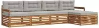 vidaXL Outdoor-Sofagarnitur mit Kissen 5 pcs Nat&uuml;rlich und Hellgrau