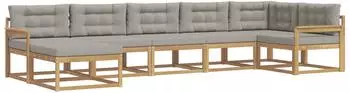 vidaXL Outdoor-Sofagarnitur 7-tlg. wei&szlig; und hellgrau (3386750)