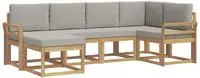 vidaXL Outdoor-Sofagarnitur 6 stk. 6-Sitzer Wei&szlig; und Hellgrau