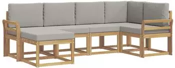 vidaXL Garten-Sofagarnitur 6-Sitzer, wei&szlig;/hellgrau