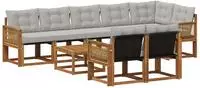 vidaXL Outdoor-Sofagarnitur 9 stk. 8-Sitzer Natur und Hellgrau