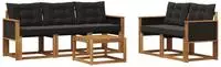 vidaXL Outdoor-Sofagarnitur 6 stk. 5-Sitzer Natur und Schwarz