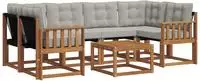 vidaXL Outdoor-Sofagarnitur 7 stk. 6-Sitzer Natur und Hellgrau