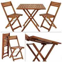 Casaria&reg; Balkonm&ouml;bel Set 2 Personen Wetterfest Holz Vormontiert Klappbar 160kg