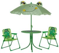 Froggy Kindersitzgruppe 4 Tlg. Gestell Stahl Gr&uuml;n, Fl&auml;che 100% Polyester Gr&uuml;n