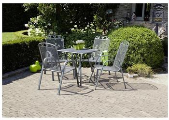 Greemotion Toulouse Gartenmöbelset Set eckig 4x Stuhl 1x Tisch Metall grau (416453)