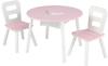 KidKraft Runder Aufbewahrungstisch mit 2 Stühlen weiß/rosa (26165)