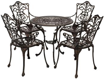 gartenmoebel-einkauf Bistroset Jugendstil 5-teilig, Aluguss bronze antik
