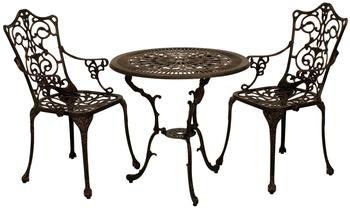 gartenmoebel-einkauf Bistroset Jugendstil 3-teilig, Aluguss bronze antik