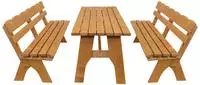 Degamo - Garnitur Freital 3-teilig (2x Bank 200cm, 1x Tisch 72x200cm), Kiefer Massiv