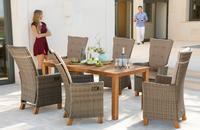 MERXX Garten-Essgruppe "Toskana Deluxe" 6 Hochlehner Sessel, 1 Tisch 185x90 cm,...