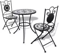 vidaXL 3-tlg. Bistro-Set Keramik Schwarz und Wei&szlig;