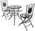 vidaXL Garten Bistro-Set Mosaik Stühle Tisch 60cm schwarz weiß (271772)