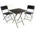 Nexos 3er Set Garnitur Tischset mit 2 Stühlen Balkonset Rattan-Optik schwarz Bistroset