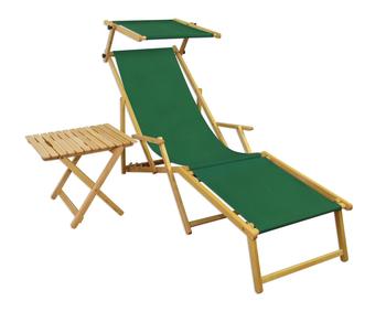 Erst-Holz Relaxliege grün Gartenliege Strandliege Fußteil Sonnendach Tisch Gartenmöbel Holz 10-304 N F S T
