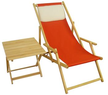 Erst-Holz Liegestuhl terracotta Gartenliege Tisch Kissen Deckchair Holz Sonnenliege Gartenstuhl 10-309 N T KH