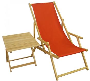 Erst-Holz Gartenliege Buche terracotta Liegestuhl Tisch Deckchair Holz Sonnenliege Relaxliege 10-309 N T