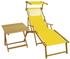 Erst-Holz Liegestuhl gelb Fußteil Sonnendach Kissen Tisch Gartenliege Holz Sonnenliege Buche 10-302 N F S T KH