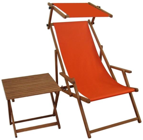 Erst-Holz Liegestuhl terracotta Gartenstuhl Tisch Sonnendach Deckchair Buche Strandstuhl klappbar 10-309 S T