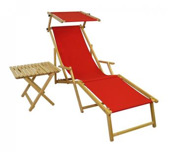 Erst-Holz Relaxliege rot Gartenliege Strandliege Fußteil Sonnendach Tisch Gartenmöbel 10-308 N F S T