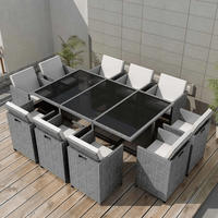 vidaXL 11-tlg. Garten-Essgruppe mit Auflagen Poly Rattan Beige