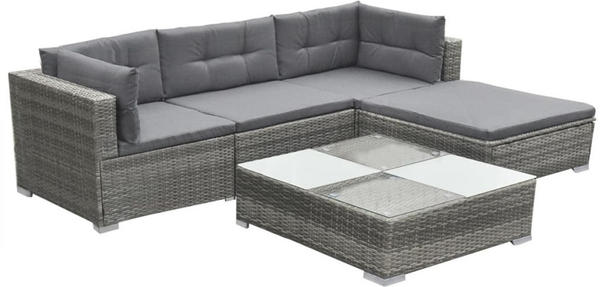 vidaXL Garten-Sofagarnitur 14-tlg. Poly Rattan grau (42735)