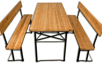 Casaria Bierzeltgarnitur mit R&uuml;ckenlehne und Tisch 170x70x75cm (991551)